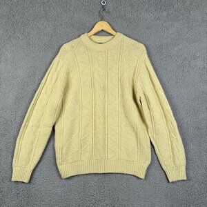 Lahmar Sweater Mens Size Large Yello Cable-Knit Crewneck Pullover Vintage USA